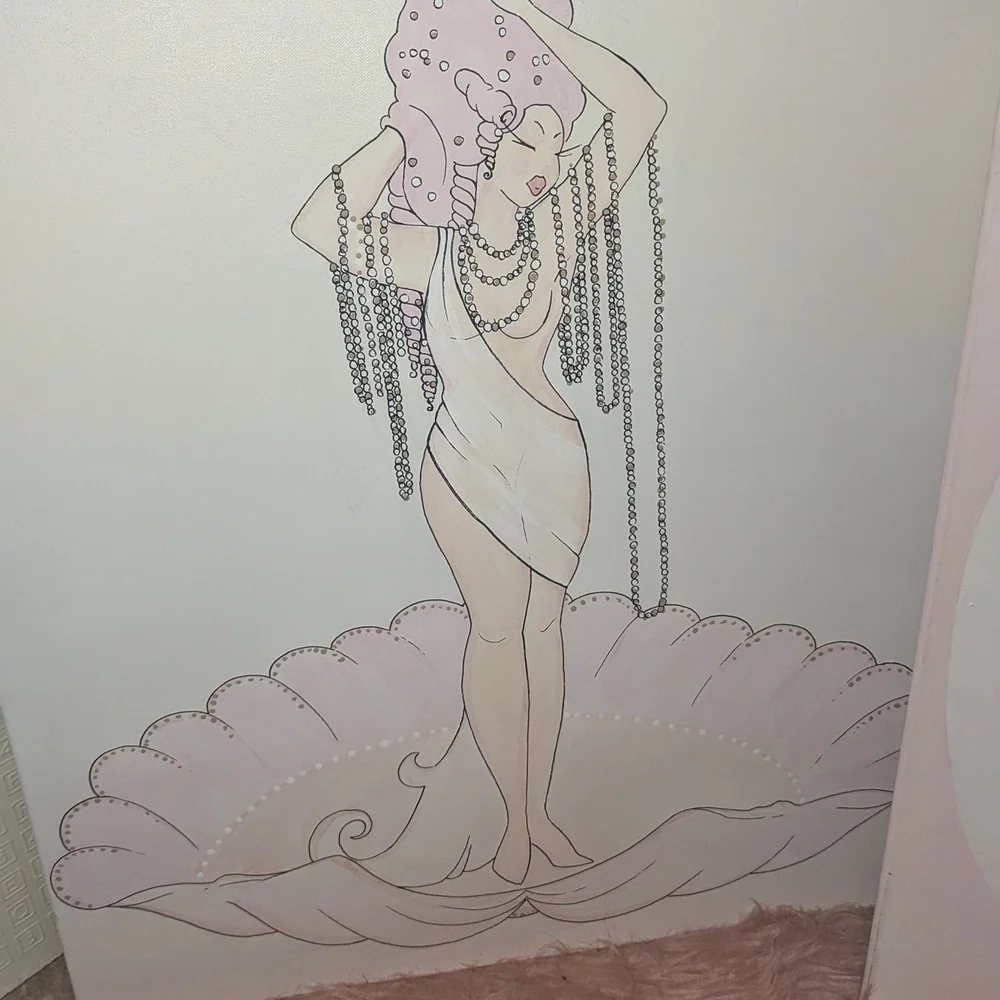 Art Deco canvas painting Pink Shell Lady Wall Art Panel - Brand